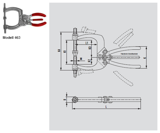 DESTACO 463 Spannzange Schnellöse Haltekraft 3200N - 5400N - 463 Spannzange Schnelloese