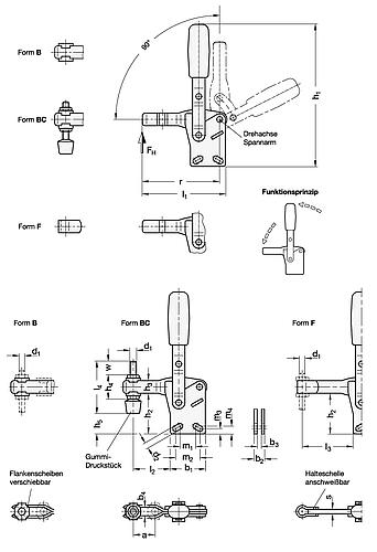 Ganter 810.1-130-B-NI Edelstahl Schnellspanner, Spannhebel vertikal, mit senkrechtem Fuß - GN 810-1 Edelstahl Schnellspanner - Spannhebel vertikal - mit senkrechtem Fuss-Abbildung
