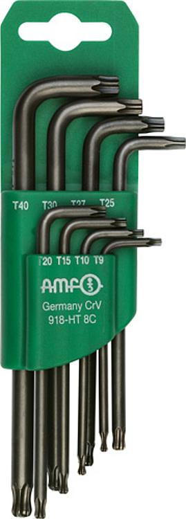 AMF 918-HT8C Kugelkopf-TORX-Schlüsselhalter, Inhalt TORX: T9, 10, 15, 20, 25, 27, 30, 40 - LE 918-HT8C Kugelkopf-TORX-Schluesselhalter -Abbildung