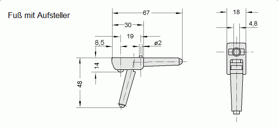 Leschhorn GK-14.000.84S   Gerätefüße Polyamid schwarz, 4Stk. mit Aufsteller - Leschhorn GK Geraetefuesse - Zeichnung
