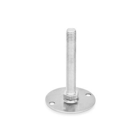Ganter 41-80-M10-80-B0-S Stellfüße, Edelstahl 1.4301 (A2) - GN-41-Stellfuesse-Edelstahl-A2-ohne-Gummiauflage-mit-2-Befestigungsbohrungen-ohne-Mutter-Auss