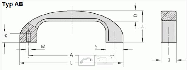 Leschhorn AB-22.R120.9002   " Clean Line " Bügelgriffe Aluminium A 120,  grauweiß pulverbeschichtet - Leschhorn -Clean Line- Buegelgriffe Aluminium - Zeichnung AB