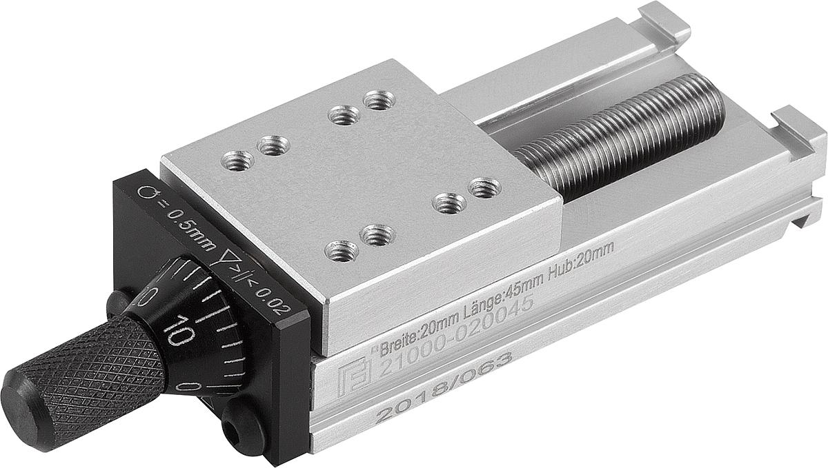 Norelem 21000-020030 SCHWALBENSCHWANZ SCHLITTENFÜHRUNG, MIT MIKROMETERSPINDEL - 21000-020030 SCHWALBENSCHWANZ SCHLITTENFUEHRUNG - MIT MIKROMETERSPINDEL