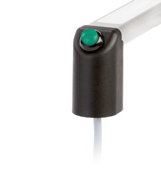 Leschhorn FG12-LL11.165.11 Funktionsgriffe mit 1 Drucktaster (Wechsler) und dreifarbig LED Beleuchtung, A 165. naturfarben eloxiert - LE FG12-LL kompakt Funktionsgriffe mit dreifarbig Griffsteg