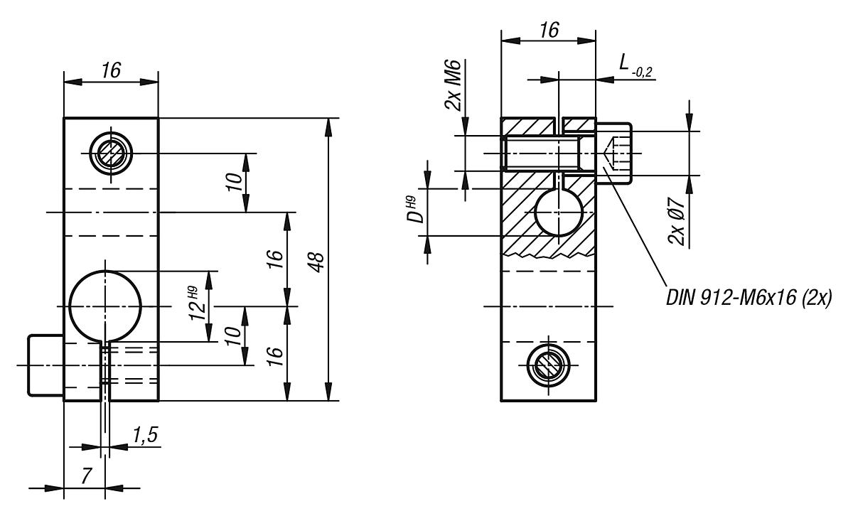Norelem 31154-1210 GELENKSTÜCK - NLM 31154 Gelenkstuecke - Massblatt