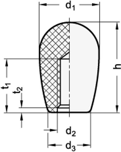 Ganter 719-20-M8 ELESA SCHALTKNOPF - GN 719 Schaltknoepfe - Kunststoff-Skizze