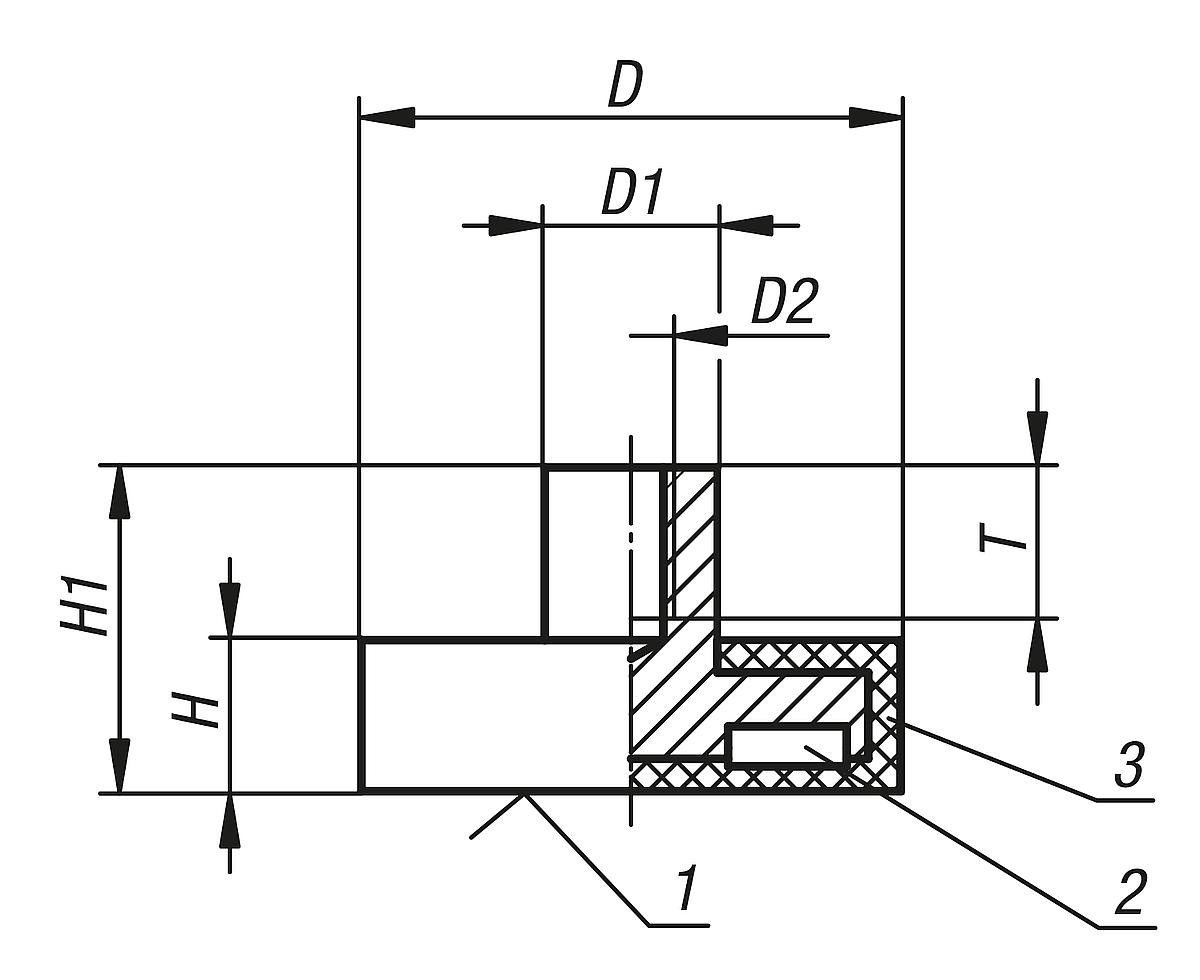 Kipp K0563.02 FLACHGREIFER MIT GEWINDEBUCHSE AUS NEODYM, MIT GUMMISCHUTZMA - K0563 Flachgreifer mit Gewindebuchse aus NdFeB - mit Gummischutzmantel - Massblatt