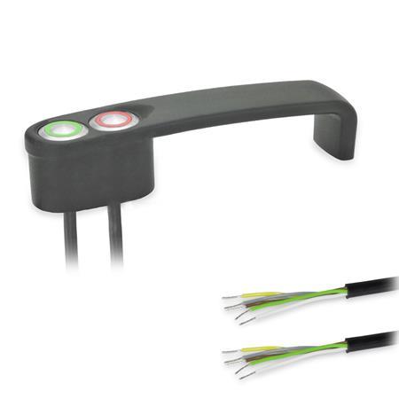 Ganter 422-ZD-T1-K-2-SR Bügelgriffe, mit elektrischer Schaltfunktion, mit Kabel - GN-422-Buegelgriffe-mit-elektrischer-Schaltfunktion-mit-Kabel-mit-2-Taster-SW-schwarz-RAL-9005-struk