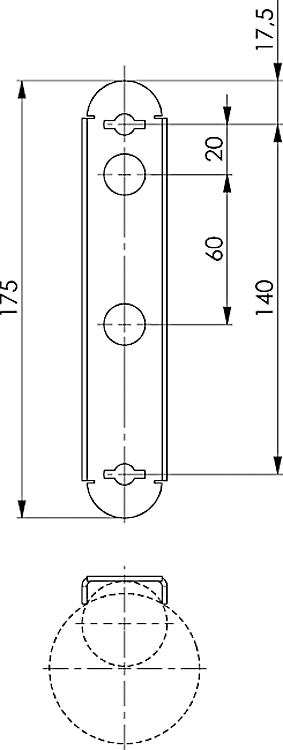 AMF 461FU Rundrohrunterlage, für Rohre mit Außendurchmesser: 34-60 mm, Farbe: - - LE 461FU Rundrohrunterlage -Skizze