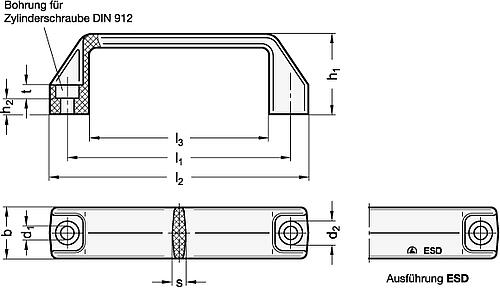 Ganter 528-ESD-117-8,5-SW ELESA BÜGELGRIFF - GN 528 Buegelgriffe - Kunststoff-Skizze