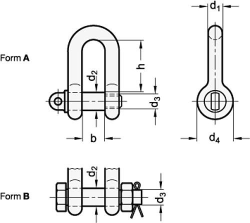 Ganter 584-6-A Schäkel, gerade - GN 584 Schaekel - gerade-Skizze