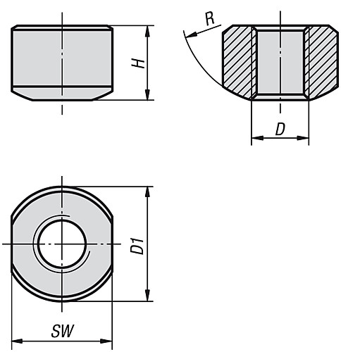 Kipp K0664.04 MUTTER MIT KUGELKUPPE M4, FÜR SCHNELLSPANNER - KIPP K0664 Muttern mit Kugelkuppe