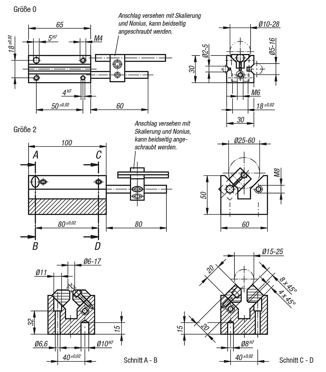 Norelem 08710-00 PRISMA MIT ANSCHLAG GR. 0 !!! AUSLAUFARTIKEL !!! NUR NOCH LAGERABVERKAUF !!! - NLM 08710 Prismen mit Anschlag - Massblatt