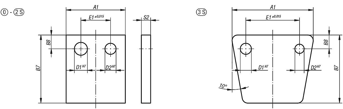 Norelem 08570-00 BOHRPLATTE DIN 6348  GR. 0 !!! AUSLAUFARTIKEL !!! NUR NOCH LAGERABVERKAUF !!! - NLM 08570-GR0-3S Bohrplatten DIN 6348 erweitert Groesse 0 bis 3S - Massblatt