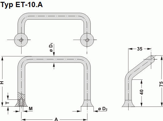 Leschhorn ET-10.E100.31   " Clean Line " Edelstahl Bügelgriffe Typ A Ø 10 mm A 100,  halbglänzend gleitgeschliffen - Leschhorn ET -Clean Line- Edelstahl Buegelgriffe
