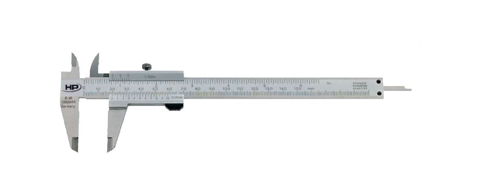 Helios Preisser 0185 500 Taschenmessschieber  100 mm, Feststellschraube oben, Haltebund Kunststoff - Helios Preisser - 0185 Taschenmessschieber Feststellschraube oben Metall Bund Kunststoff