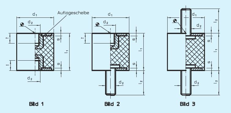 Halder 25150.0243 Gummi-Metall-Puffer Ø 40 x 40 mit Schraube - EH 25150 Gummi-Metall-Puffer