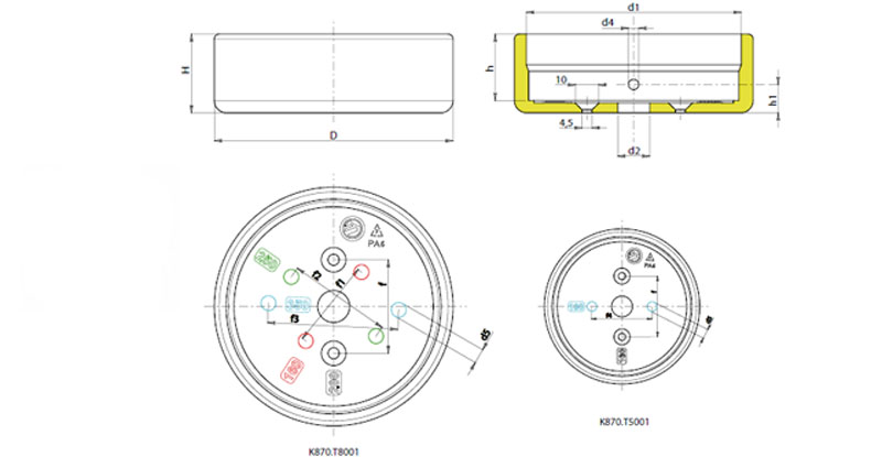 Leschhorn K870 Adapter für Positionsanzeigen  D 62; d1 S50 - LE K870 Adapter fuer Positionsanzeigen - Kunststoff-EcoLine-Massblatt