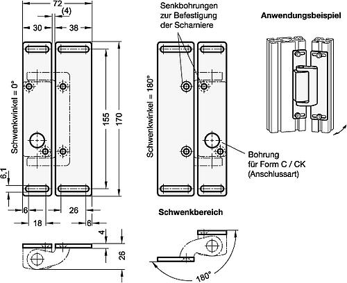 Ganter 139.3-170 MONTAGEPLATTE, FLACH - GN 139-3 Montageplatte - flach - Stahl-Skizze