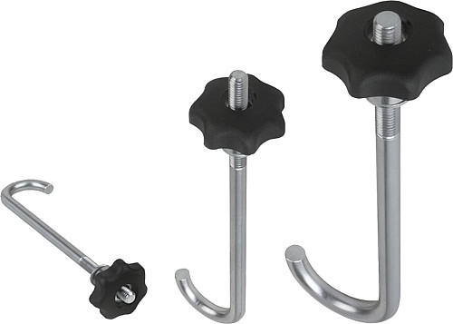 Kipp K0054.05075 HAKEN MIT SCHNELLSPANNSTERNGRIFF, M5, L MAX=75 - KIPP K0054 Haken mit Schnellspann Sterngriff