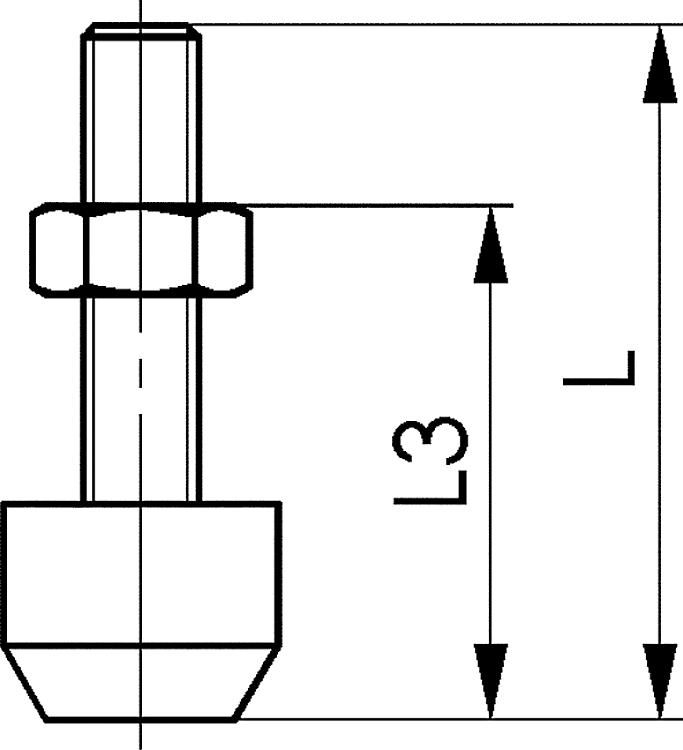 AMF 6880B-2 Andrückschraube, schwarz, Größe : 2, Schraube   DIN 933  : M6 x 25, L: 35, L3: 17-25 - LE 6880B Andrueckschraube - schwarz -Skizze