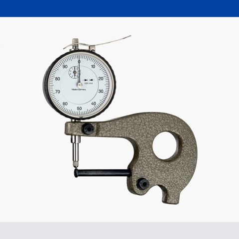 Leschhorn 0720.F1000/30 Foliendickenmessgerät, Messeinsatz ø 6,35 mm flach, mit Handwärmeschutz: 1 mm Messbereich, 0,001 mm Ablesung, Zeigerumdrehung 0,2 mm, Bügeltiefe 30 mm - 80100-J50-W Wanddickenmessgeraet