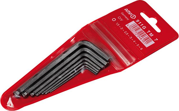 AMF 911G-TM7 Kugelkopfschraubendreher - Schlüsseltasche, Inhalt: SW: 1.5, 2, 2.5, 3, 4, 5, 6 mm - LE 911G-TM7 Kugelkopfschraubendreher - Schluesseltasche -Abbildung