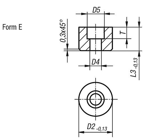 Norelem 07113-110102 EINSATZ RUND M. SENKBOHRUNG FORM E D2=10, L3=10 - Norelem 07113-E Grippers und Einsaetze rund mit Senkbohrung - Form E