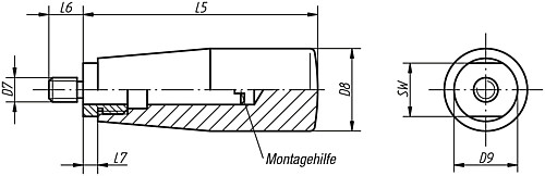 Kipp K0170.105007 GRIFF DREHBAR  GR.1  M5, - KIPP K0170 Griffe drehbar