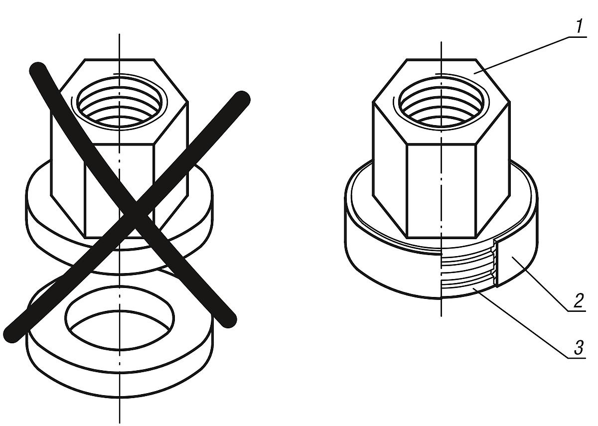 Norelem 07242-08 SECHSKANTMUTTER MIT SCHEIBE M8, - NLM 07242 Sechskantmuttern mit unverlierbarer Scheibe - Massblatt