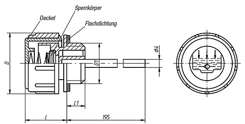 Norelem 28058-30038 ENTLÜFTUNGSSCHRAUBE, D=30, D1=G 3/8 - Norelem 28058 Entlueftungsschrauben mit Rueckschlagventil und Oelmessstab
