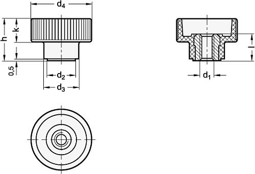 Ganter 420-M4-NI RÄNDELHOHLMUTTER MIT EDELSTAHL BUCHSE - GN 420 Raendelhohlmuttern mit Edelstahl Buchse-Skizze