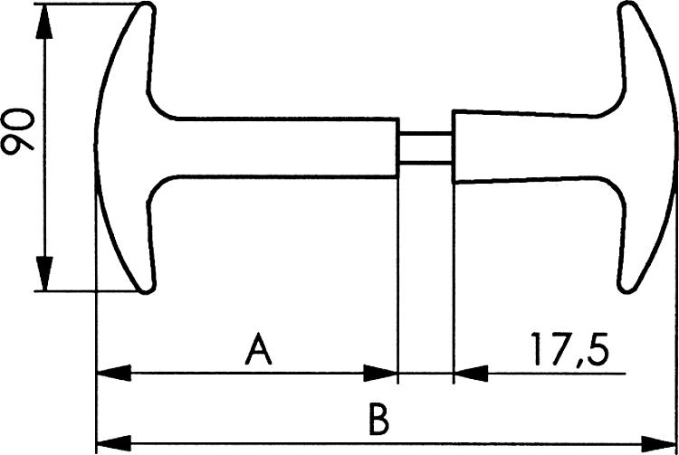 AMF 515-30 Oliven-Garnitur, Lochteil: -, Türdicke: 30 mm, A: 70, B: 135 - LE 515 Oliven-Garnitur -Skizze