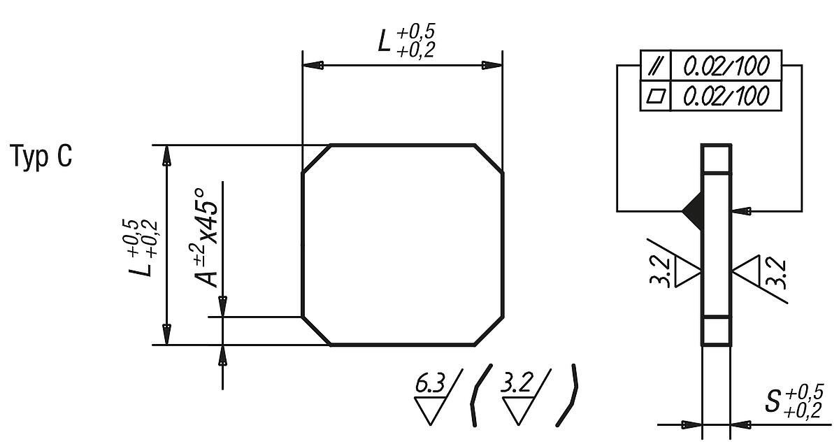Norelem 01150-00111 PALETTE GG TYP C, L=200, S=25 - NLM 01150-C Paletten allseitig bearbeitet - Grauguss Typ C - Massblatt