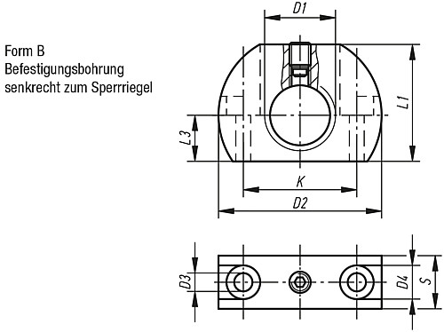 Kipp K0638.212 HALTESTÜCK FÜR SPERRRIEGEL FORM B, M12 - KIPP K0638-B Haltestuecke Form B