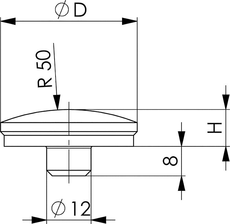 AMF 6440 Kugelaufsatz, D: 37, H: 10 - LE 6440 Kugelaufsatz -Skizze