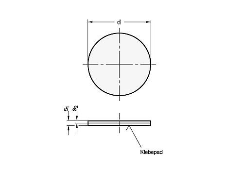 Ganter 70.1-20-WS Haftscheiben, Stahl, selbstklebend - GN 70-1 Haftscheiben - Stahl - selbstklebend-Skizze