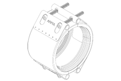 Leschhorn REP2 zweiteilige, IBYR  DN 217-229mm, Breite 140mm, Dauerbetriebsdruck 23bar, Material W4 (A2), Gummi EPDM mit Trinkwasserzulassung, 2 Verschlüsse - Reparaturkupplung TZ