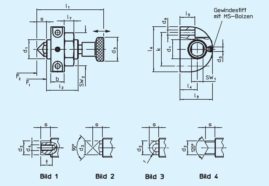 Halder 23230.0574 Andrückelement M 20 x 1.5, mit Prisma - EH 23230 Andrueckelemente mit Bolzen - verdrehgesichert