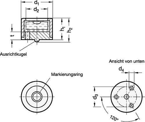 Ganter 2280-ALN-17-K-30 Dosenlibellen - GN 2280 Dosenlibellen-Massblatt