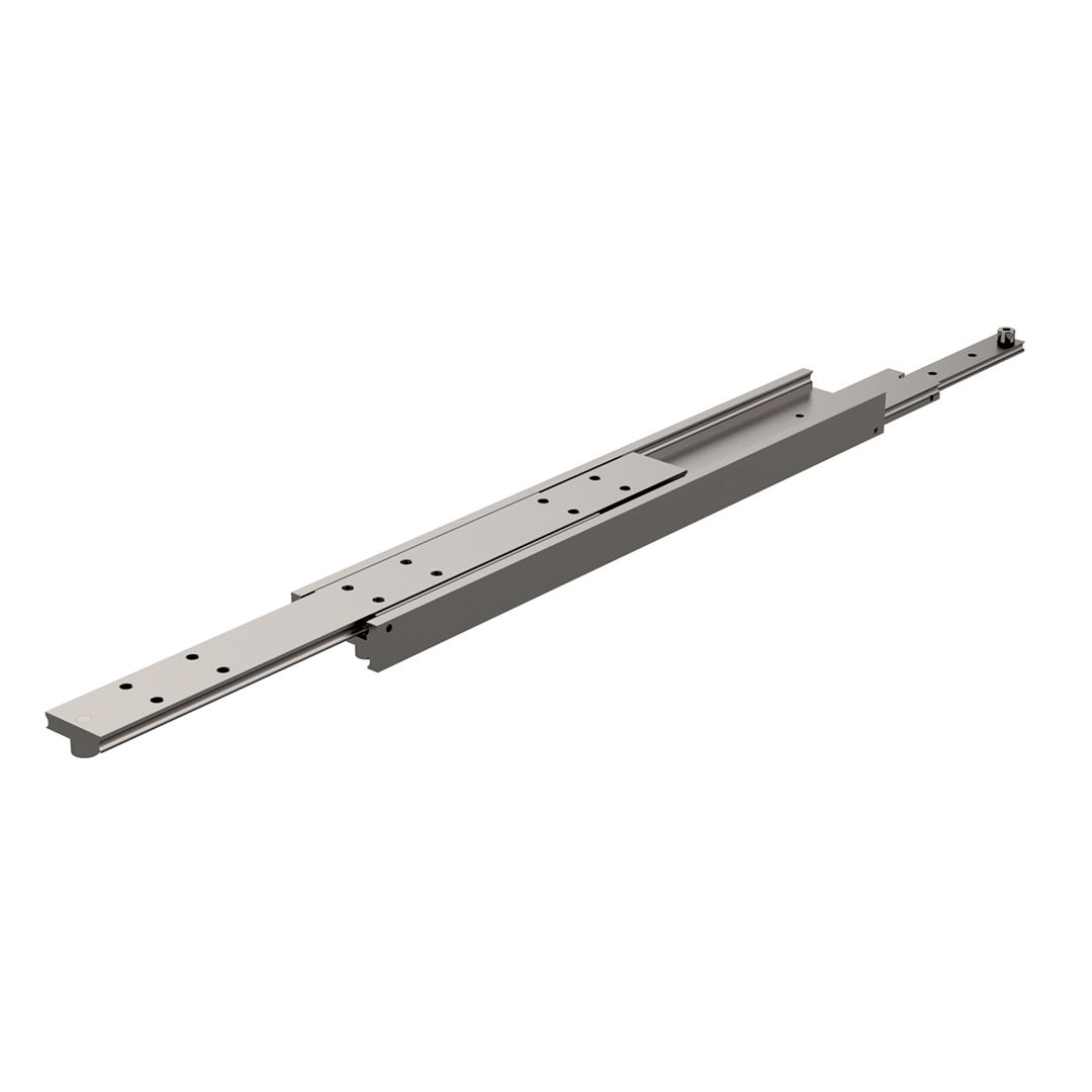 Leschhorn HPTCU 9041-0500-GG-ST Hochpräzise Schwerlast-Teleskopschienen, TC-Profil 90x41, Überauszug 150%, A=750, GG: Gewinde M8/Gewinde M8, Lastwert 430kg, Stahl verzinkt - LE HPTCU Ueberauszug Teleskopschiene-flach