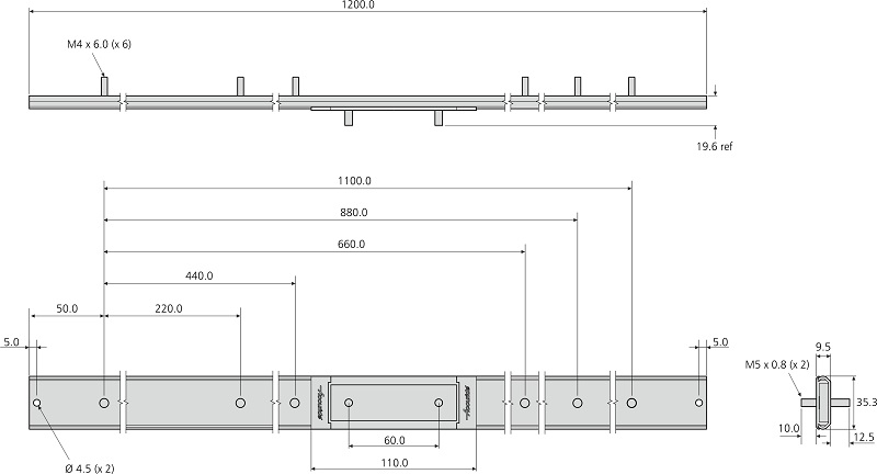 Accuride DA0115-0120RC Linearführung 1,2m Schiene ohne Befestigungslöcher, Aluminium - LE70002 DS0115-0120RC Linearfuehrung 1 2m Schiene ohne Befestigungsloecher-TZ