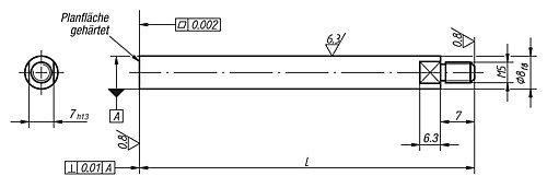 Norelem 33020-08063 TASTBOLZEN MIT PLANFLÄCHE L=63 - Norelem 33020 Tastbolzen mit Planflaeche