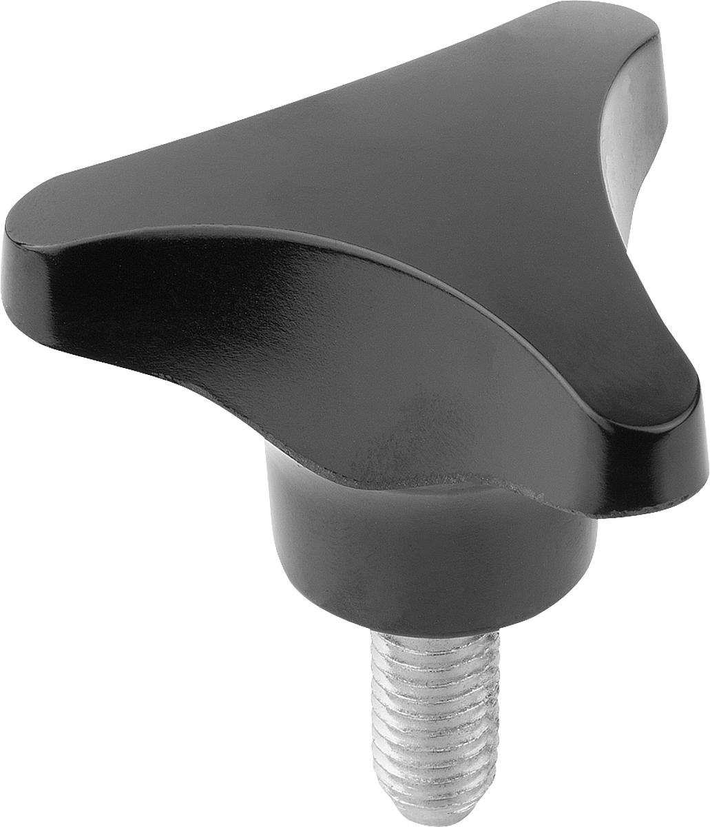 Kipp K0183.16210X25 DREISTERNGRIFF MIT HOHEM BUND, D=62  M10X25 - K0183-16210X25 DREISTERNGRIFF MIT HOHEM BUND - D 62 M10X25