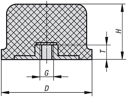 Norelem 26115-05003555 GUMMI ANSCHLAGPUFFER, BALLIG, D=50, H=35 - Norelem 26115 Gummi Anschlagpuffer ballig
