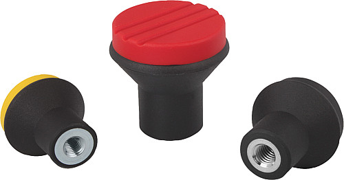 Kipp K0251.004 NOVO.GRIP PILZKNOPF GR.1  M4       EDELSTAHL, DECKEL SCHWARZGRAU - KIPP K0251 Pilzknoepfe mit Innengewinde