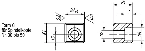 Norelem 03290-013 MITNEHMERSTEIN C, K=16,5 B=15,9 H=16 - Norelem 03290-C Mitnehmersteine DIN 2079 Form C