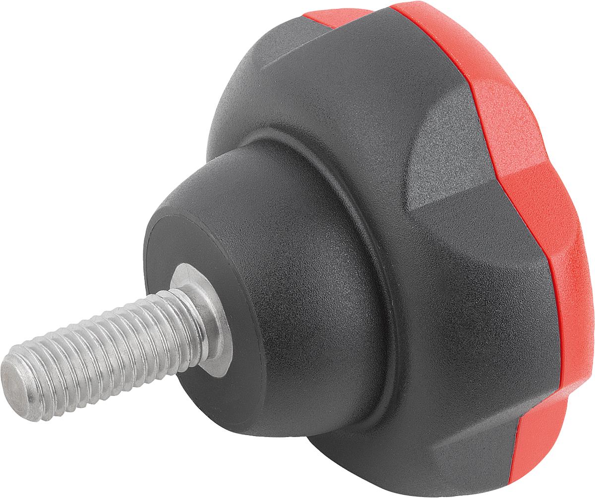 Norelem 06253-501016X50 NOVO.GRIP KLEMMGRIFF D=50  M10X50  EDELSTAHL, DECKEL VERKEHRSROT - 06253-501016X50 NOVO-GRIP KLEMMGRIFF D 50  M10X50  EDELSTAHL - DECKEL VERKEHRSROT