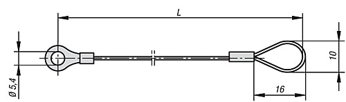 Kipp K0367.0150 HALTESEIL FORM:A MIT ÖSE U. QUETSCHKABELS. L=150, EDELSTAHL, KOMP:ALUMINIUM - KIPP K0367 Halteseile mit Oese