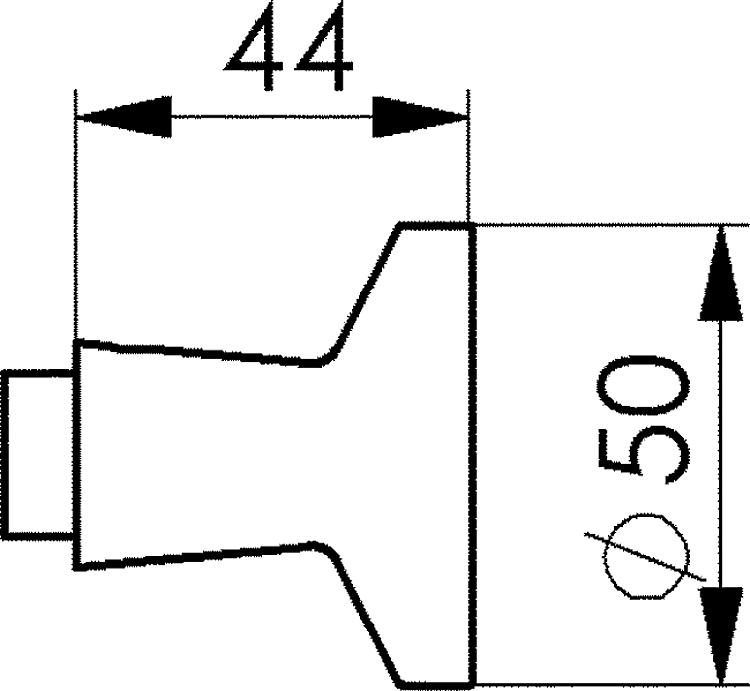 AMF 477L Türknopf-Lochteil, gerade, drehbar, Türknopf: Ø 50 mm - LE 477L Tuerknopf-Lochteil - gerade - drehbar -Skizze